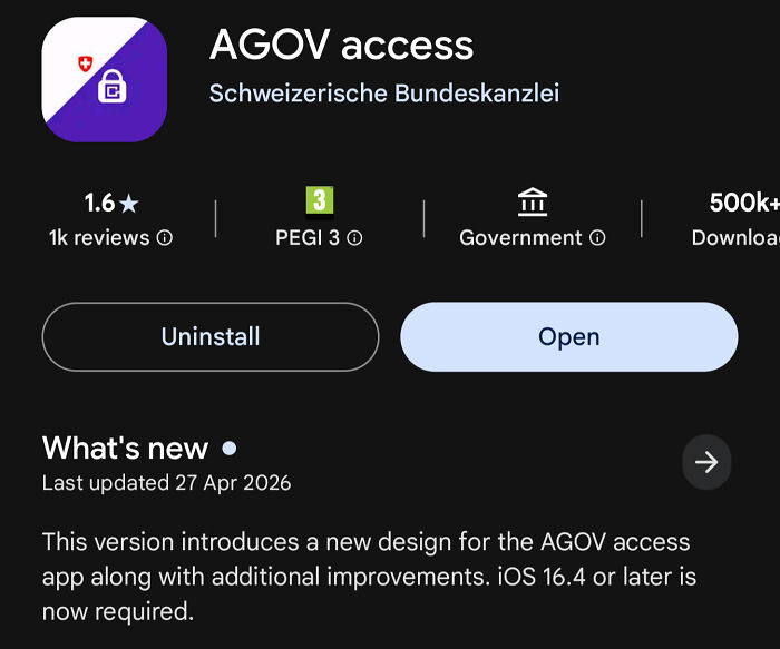 "Official" Government App on Android Play Store Requires iOS 16.4 or Later