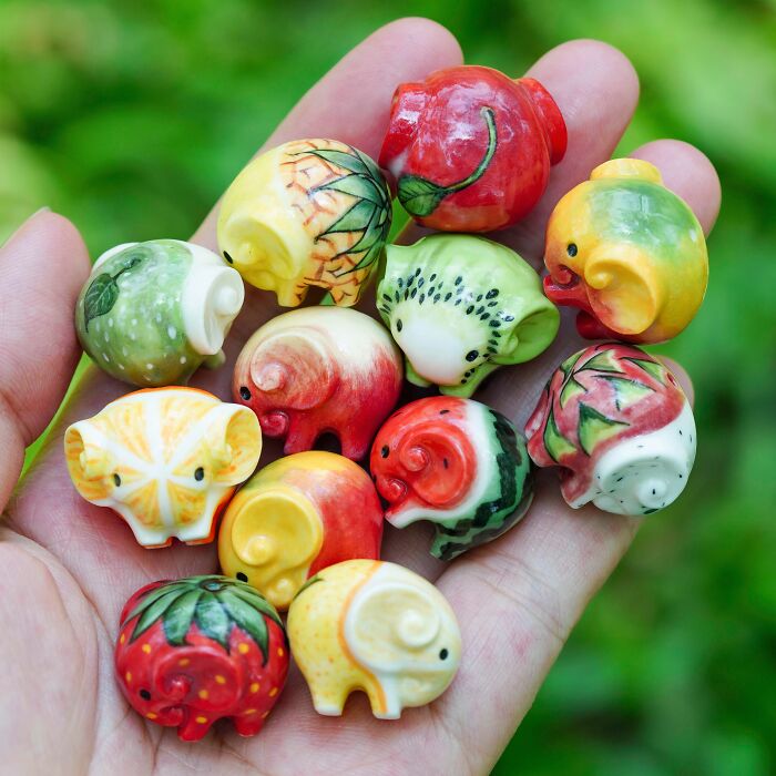 Tiny Fruit Elephants Made From Ceramic—Because, Why Not?