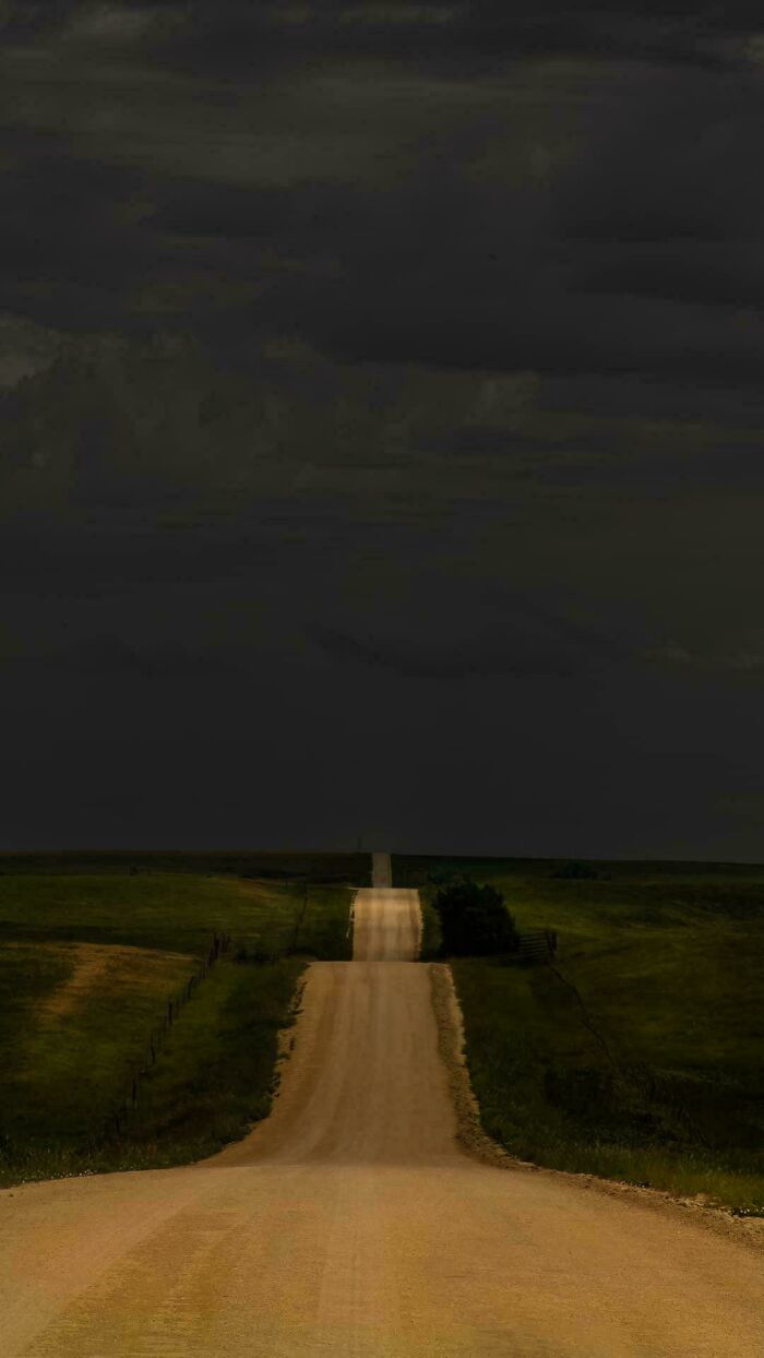 Disappearing Light On A Ghost Road In Kansas