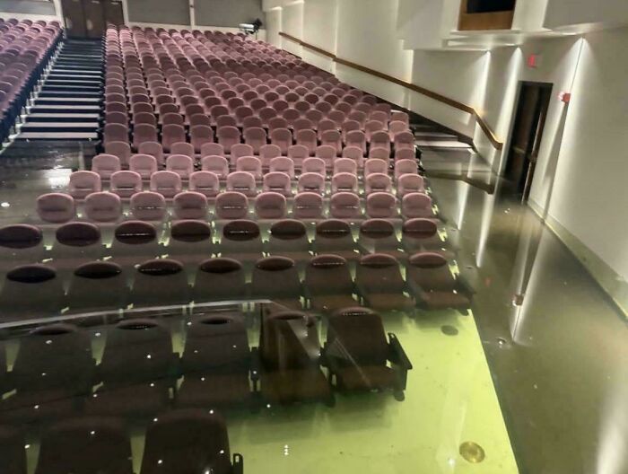 Local School Auditorium After A Pipe Burst: Spooky & Wet