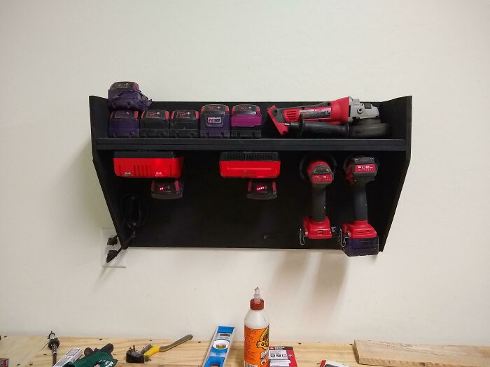 Painted This Tool Shelf Black To Hide How Bad It Is