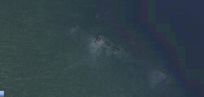 Downed Battleship Off Utah Beach Coastline