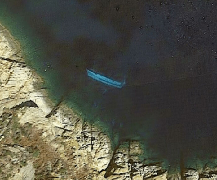 Is That A Sunk Boat? Check Coordinates: 42.329386, 10.328868