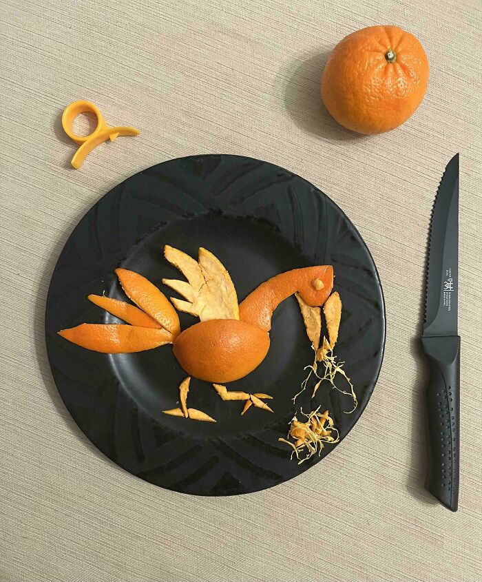I Made Bird Art Out of a Mandarin Orange Peel – Easy and Cute