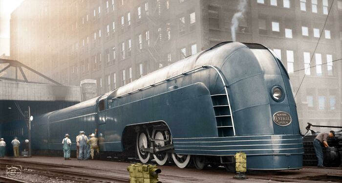 The Sleek New York - Chicago Mercury Train Zooming Through In 1936