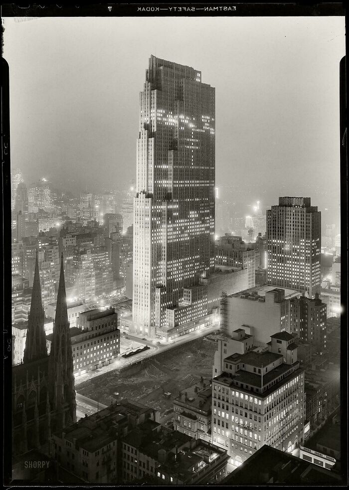 Looking Out At Rockefeller Center And The RCA Building In 1933