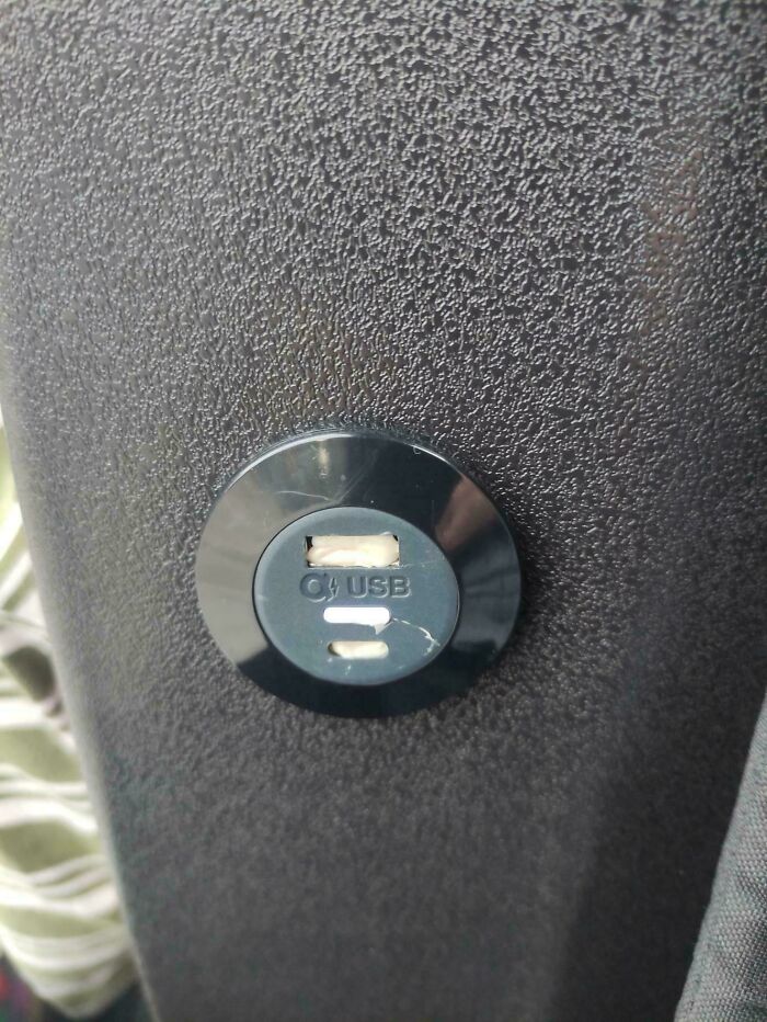 Someone Stuck Gum In The Bus USB Ports. Genius!