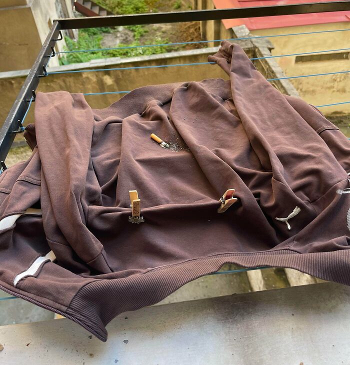 Neighbor Tossed Cigarette And Burned My Hoodie!
