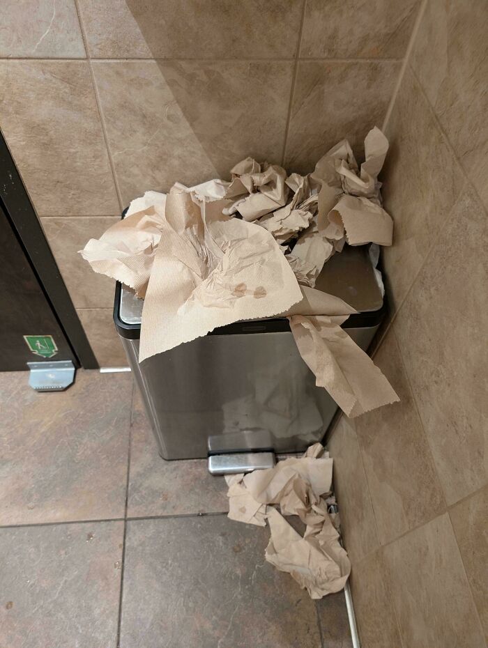 Throwing Paper Towels On Floor Because Stepping Is Too Hard