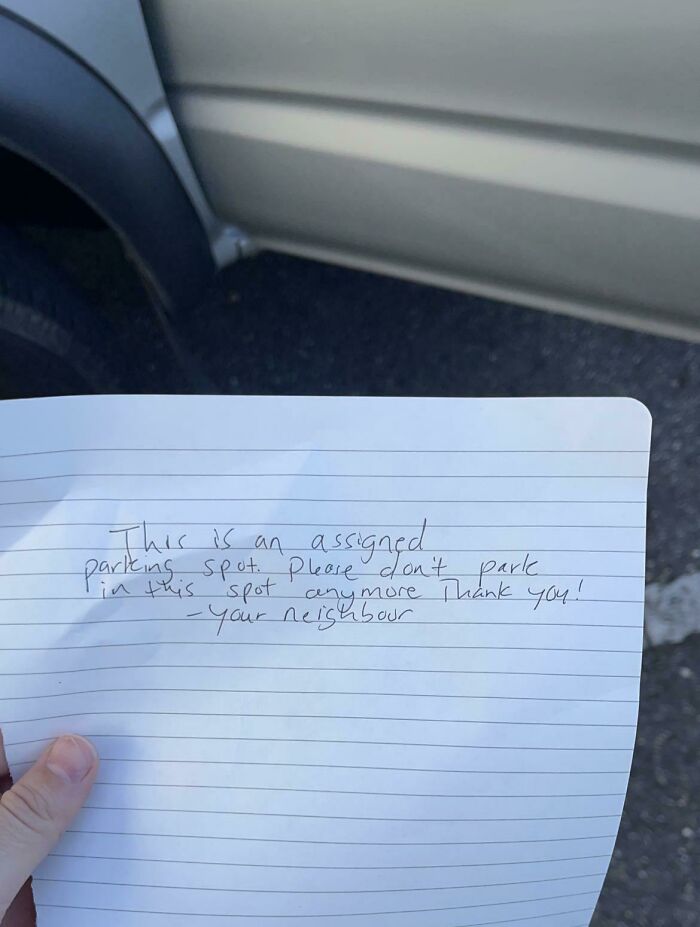 Note Left On My Car In My Assigned Spot. Seriously?