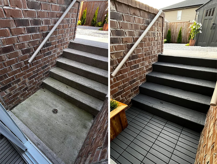 Fed Up With My Janky Walkout – Added Deck Tiles and a Splash of Paint