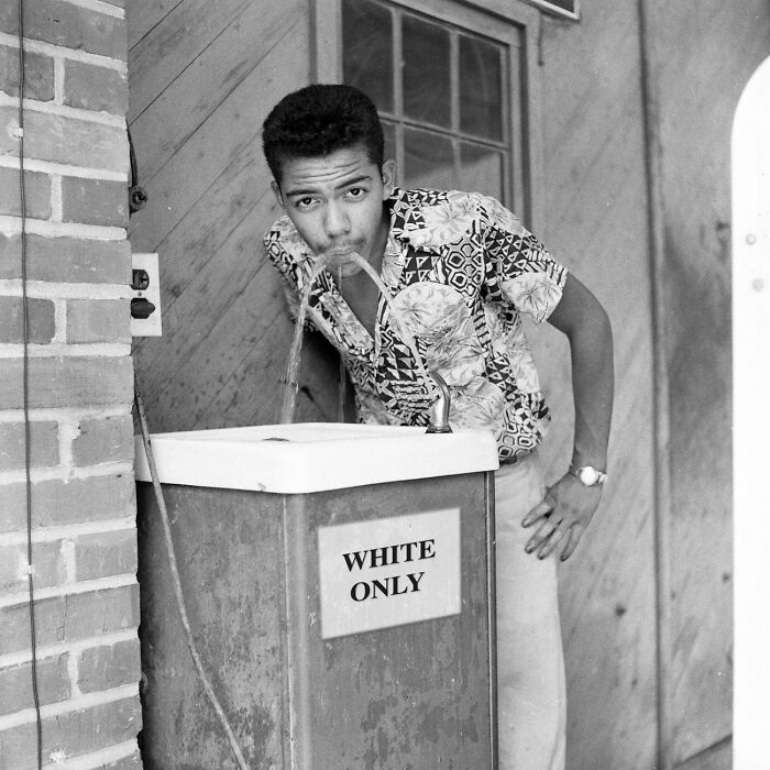 A Brave Guy Drinking From A “Whites Only” Fountain, Circa 1956