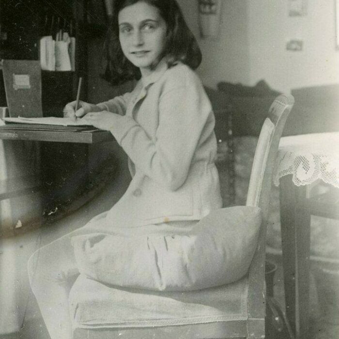 Anne Frank Writing Away In Amsterdam, 1941