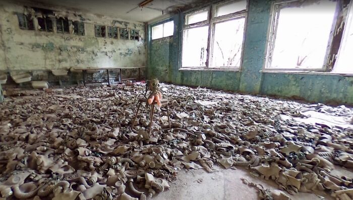 Mountain of Gas Masks in Pripyat — Spooky Storage!