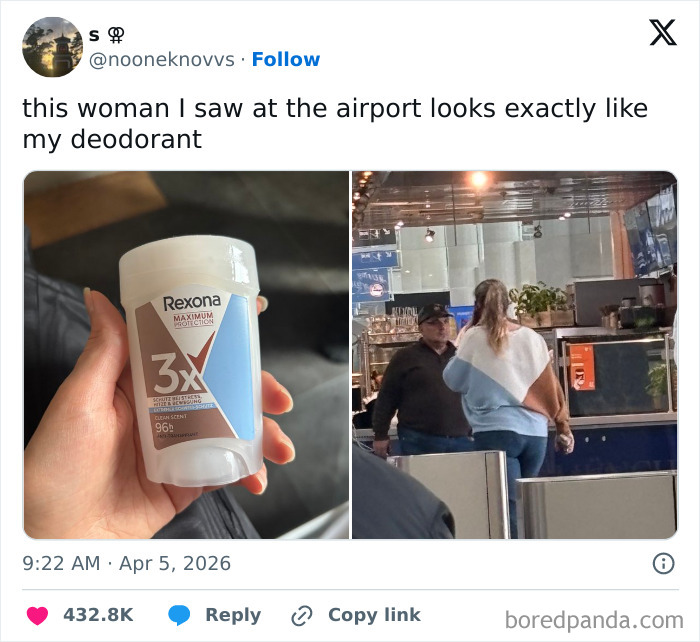 This Woman At The Airport = My Deodorant Twin