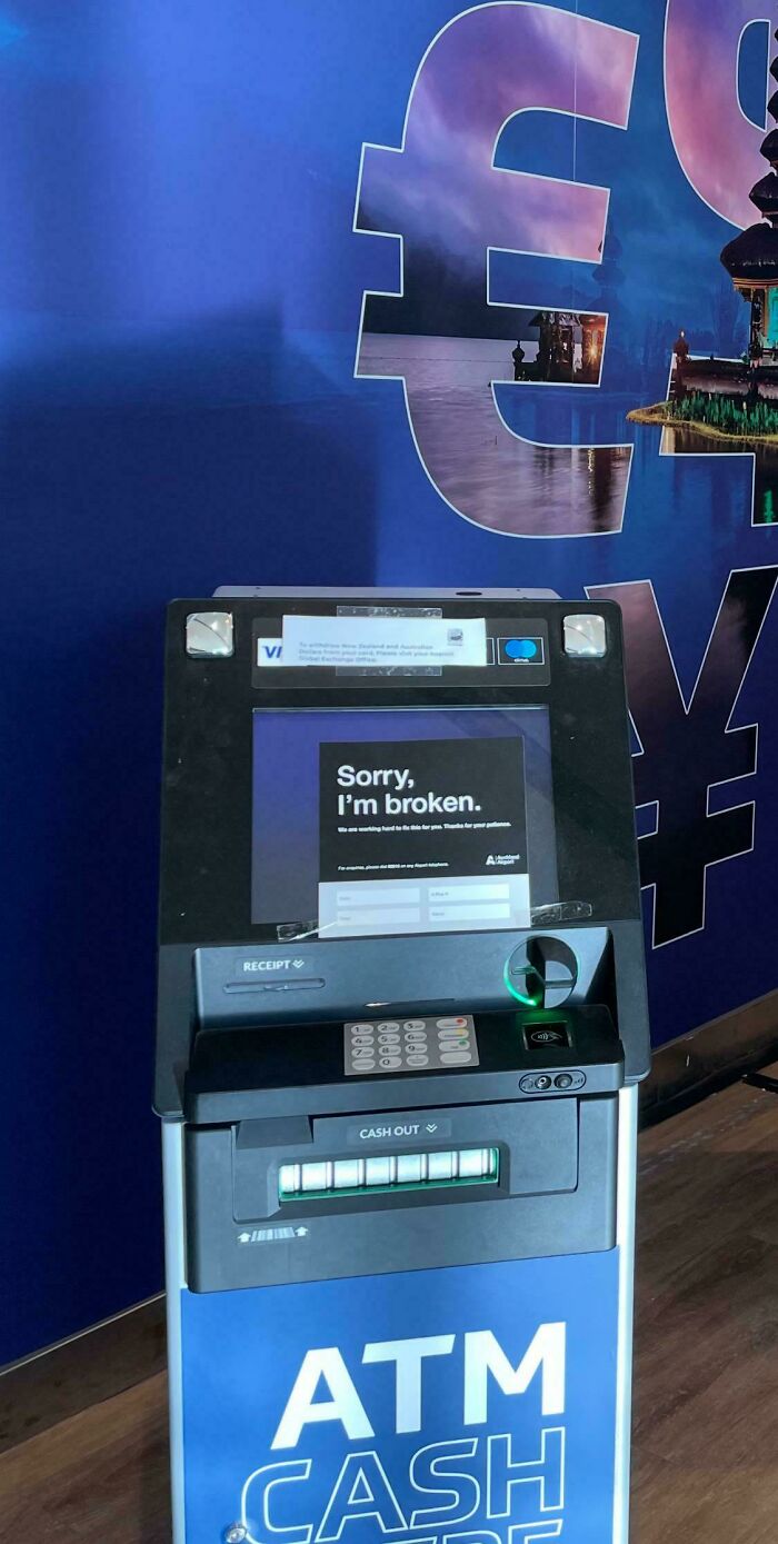 This ATM At Auckland Airport Is Having A Midlife Crisis