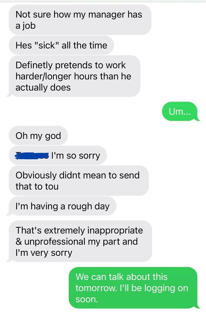 New Guy Accidentally Texts Manager