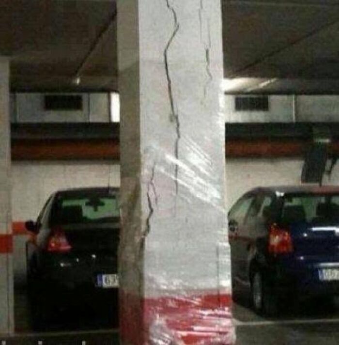 Cellophane to Fix a Collapsing Cement Column? Sure, Why Not