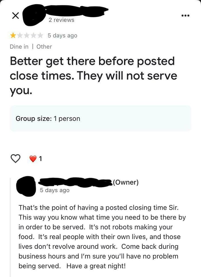 Owner’s Epic Clapback
