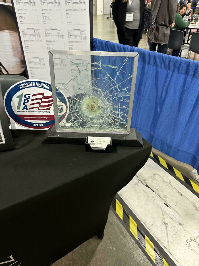 Selling Bulletproof Glass At A Teacher Convention. Because Of Course.