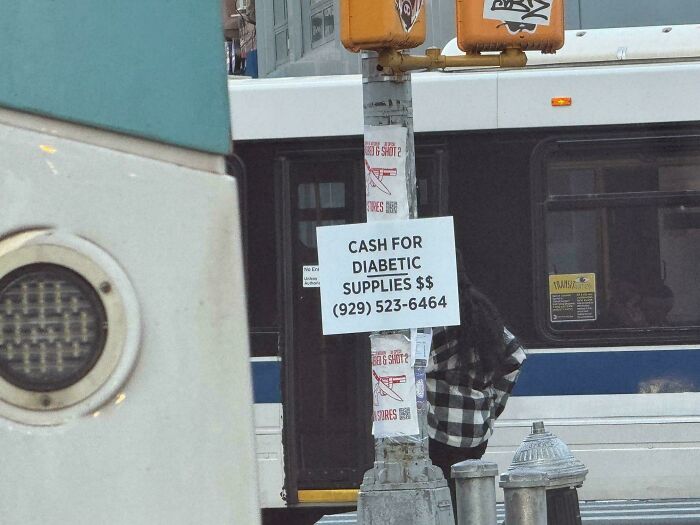 This NYC Street Sign Asks For Cash For Diabetic Supplies. For Real.