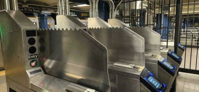 MTA Turnstile Spikes To Stop Fare Jumpers. Ow.