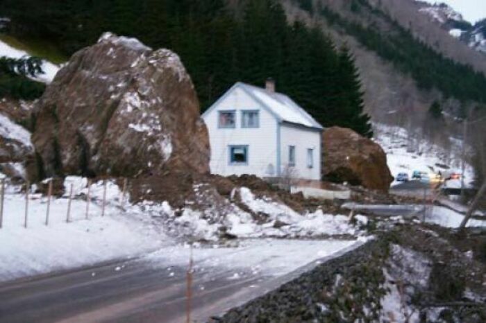 When Giant Boulders Swerved At The Last Second To Miss An 89-Year-Old’s House Like They Were Doing A Daredevil Trick