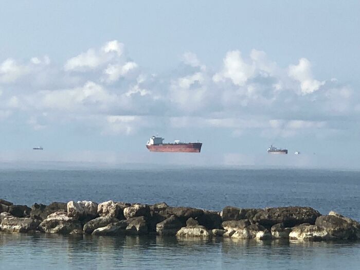 Ships Pulling Off a Stealth Hover Trick Over Water