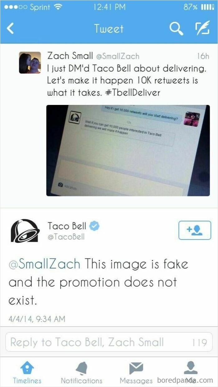Fake Taco Bell DM Gets Roasted On Twitter