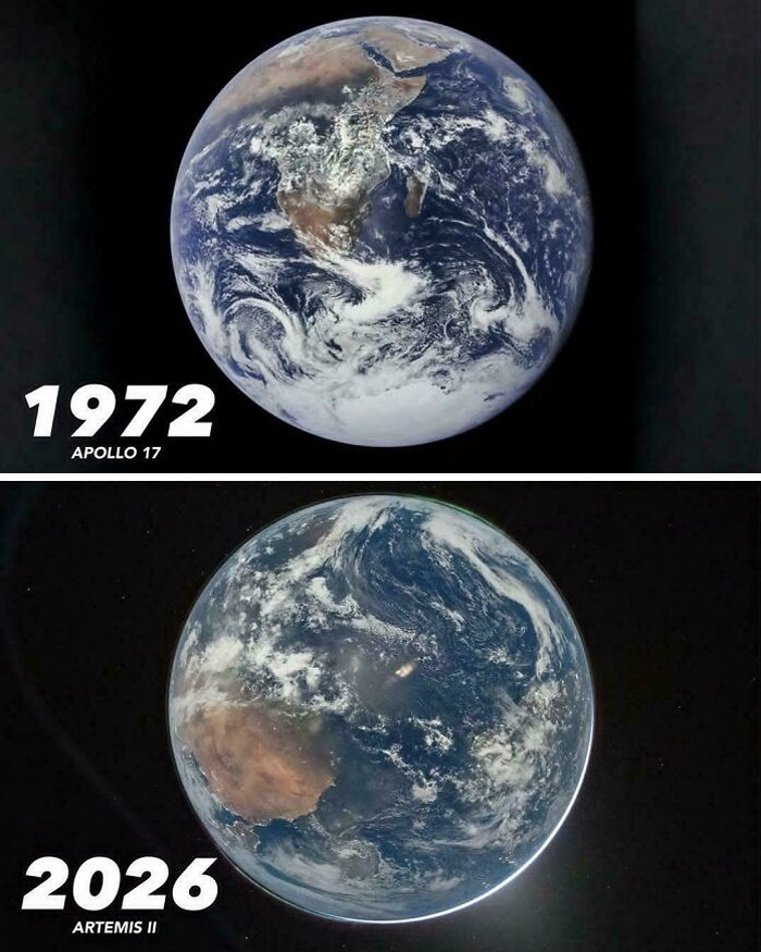 NASA Earth Photos 50 Years Apart: Apollo 17 vs Artemis II