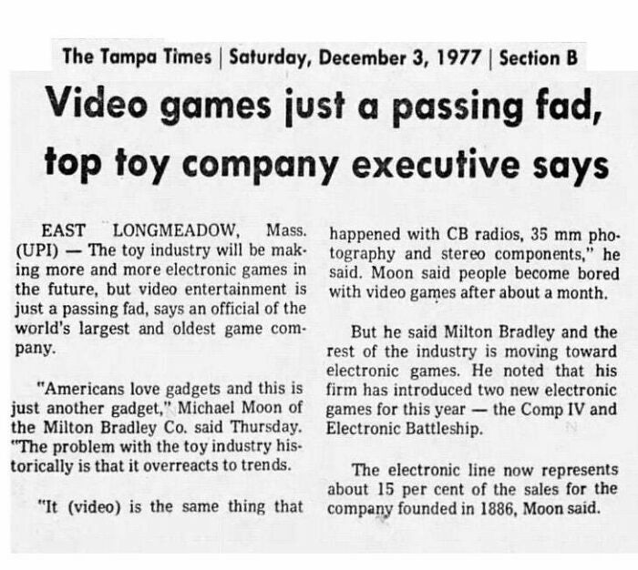 Video Games Are Just A Fad? LOL