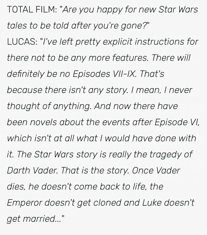 George Lucas On Where Star Wars Was Headed