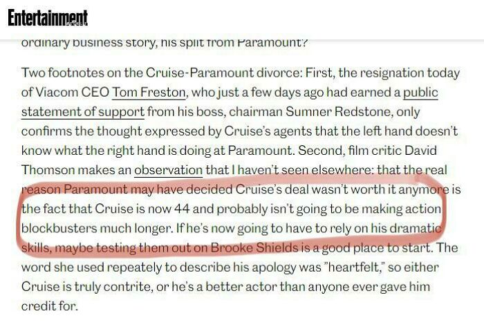 In 2006, Tom Cruise Was ‘Too Old’ For Action Films