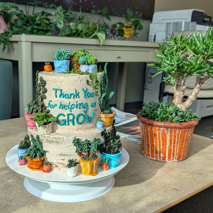 A Cake Made For A Plant-Loving Mentor—Because Plants Deserve Cake Too