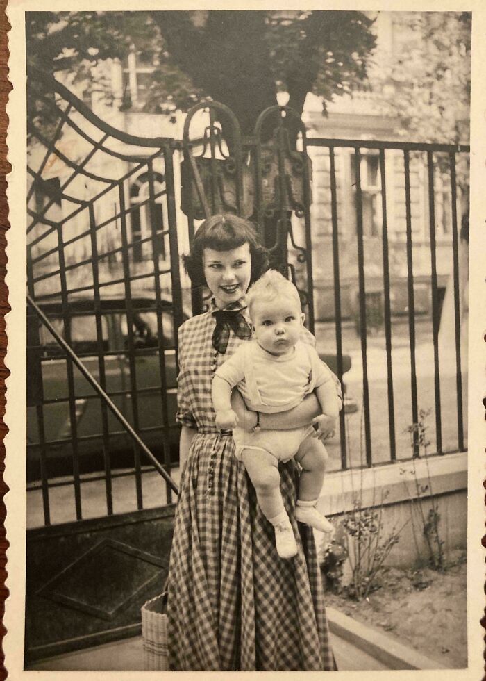Stylish Grandma Holding the Baby Giant (a.k.a Dad)