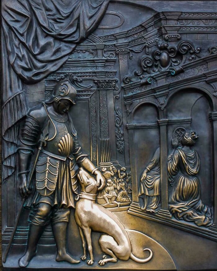 This Prague Plaque Is So Shiny From Centuries of People Petting The Dog For Good Luck
