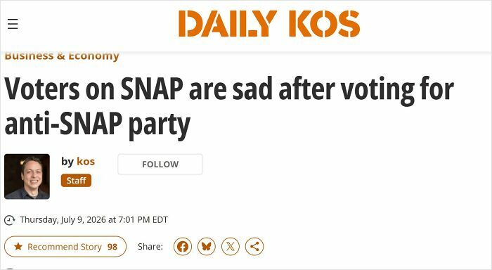 Snap Voters Sad After Voting for Anti-Snap Party. Oops.