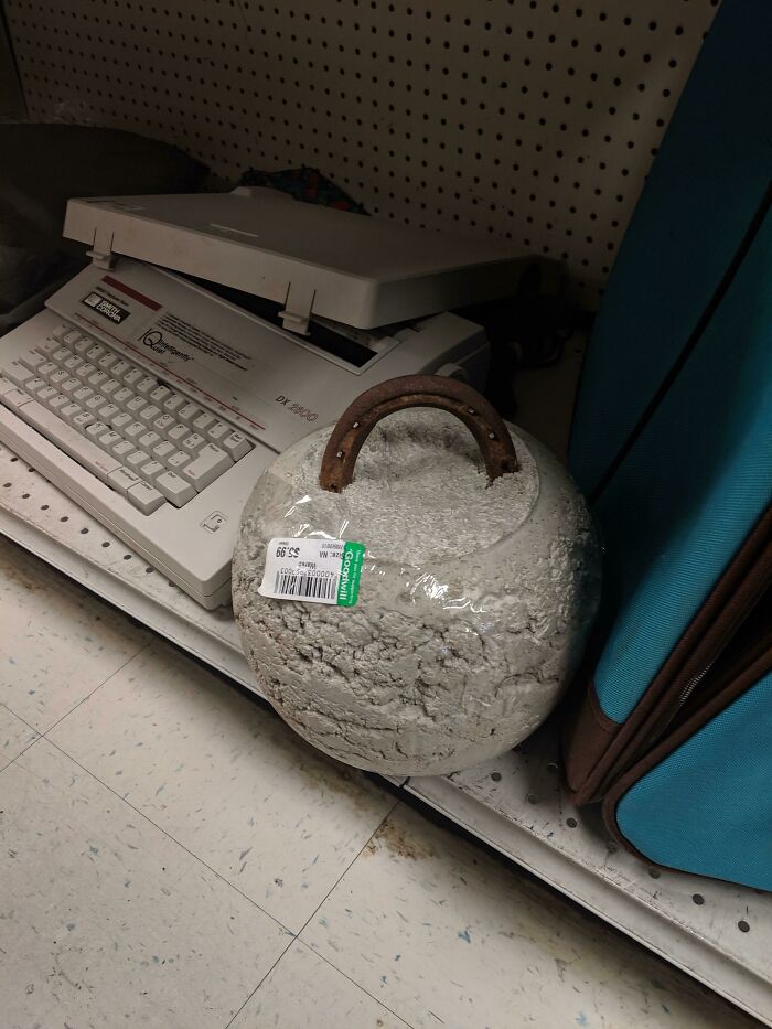 Found This Concrete And Horseshoe Kettlebell At Goodwill; What Even?