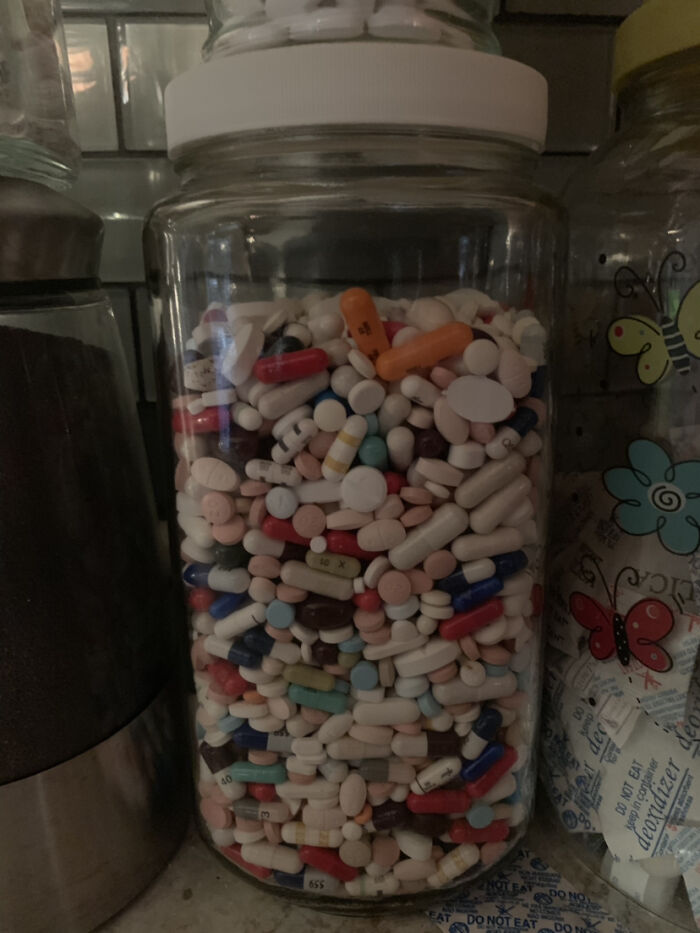 Grandma Passed, So We Made A Decorative Jar For Her Meds. Classy?