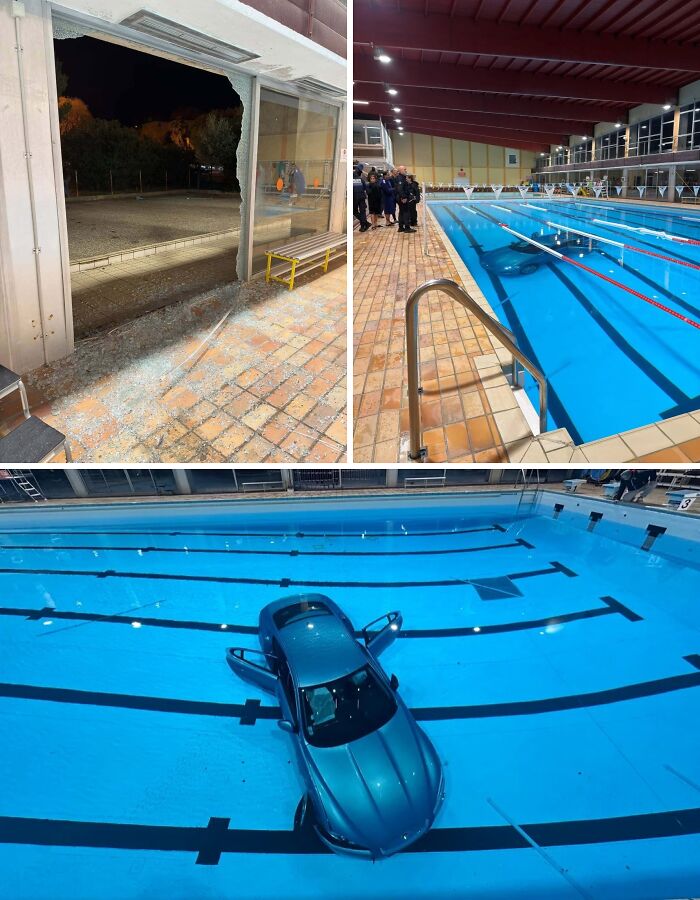 Car Took A Dip In The Swimming Pool... How?!