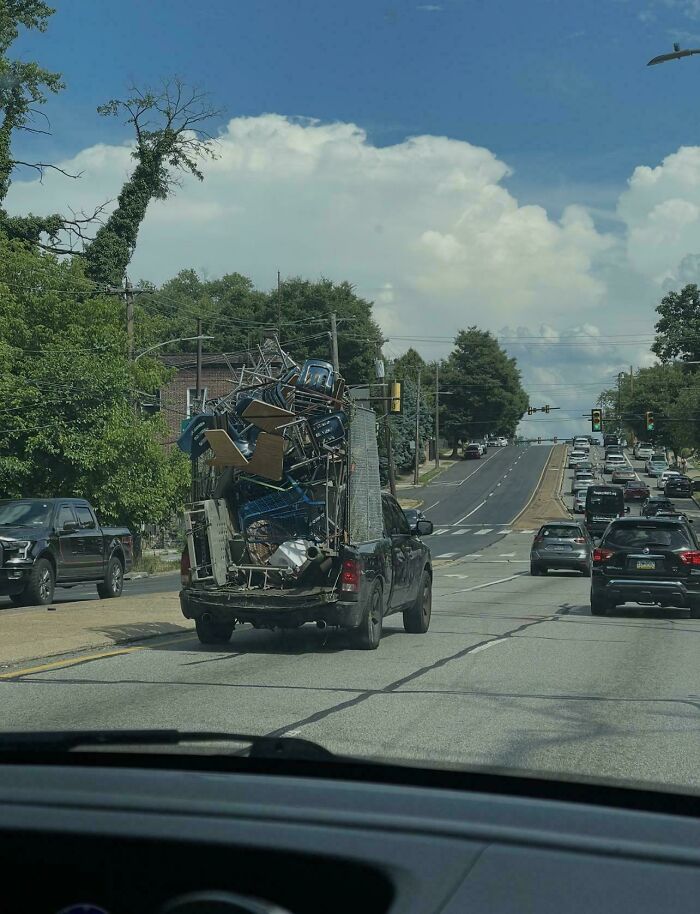 Spotted On A Philly Road: A Pile-Up Just Waiting To Happen If That Strap Gives Out