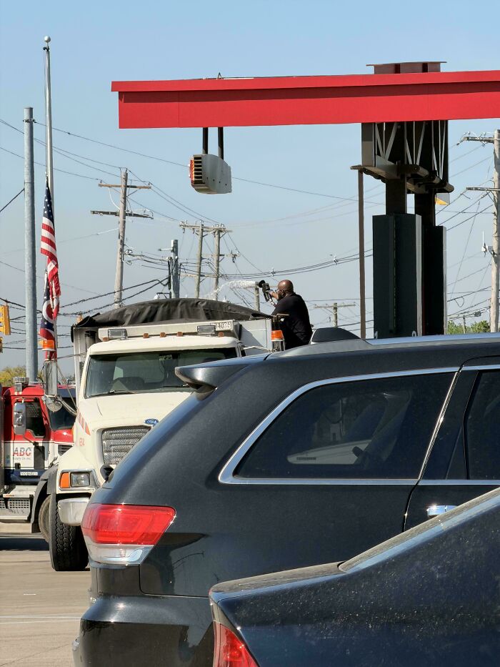 Guy Cleaning His Dump Truck With Gasoline? What Could Go Wrong?!