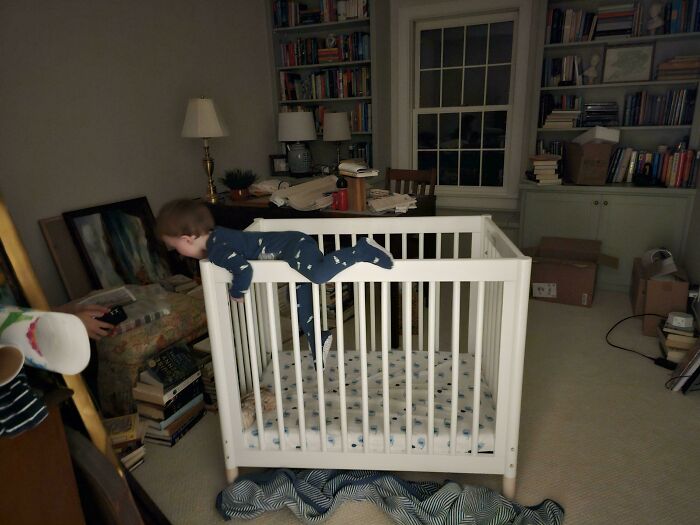 17-Month-Old Climbing Out Of 25" Tall Crib Like A Pro