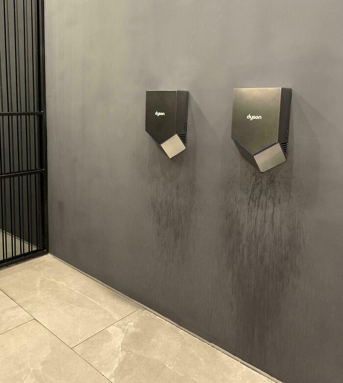 Hand Dryers Stuck On Matt Painted Walls