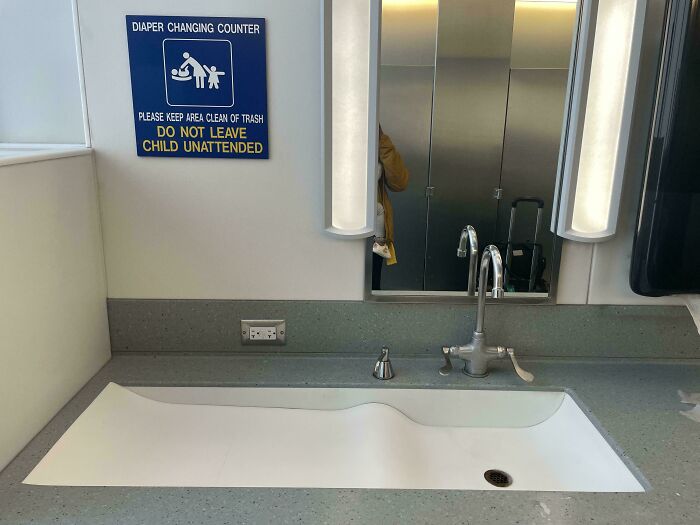 Baby Changing Table Soaked (And The Kid’s Feet Are In The Sink)