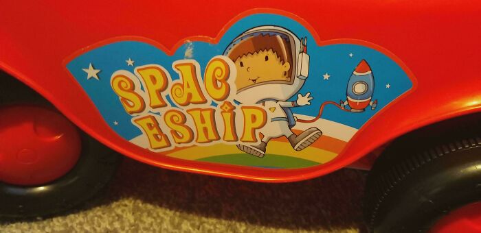 Spaceship Spelled Wrong On A Toy Truck