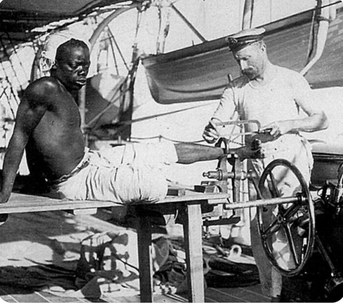 The Blacksmith Finally Kicks Off Those Leg Irons, HMS Sphinx, 1907
