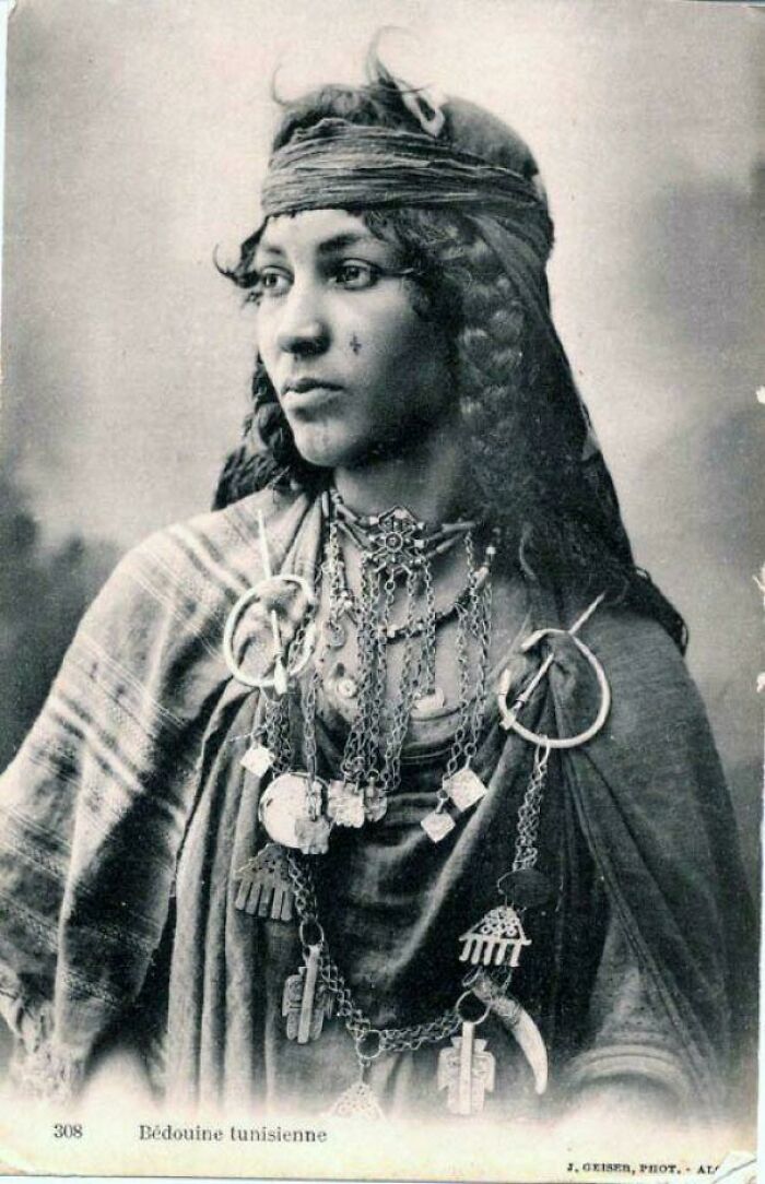 Tunisian Bedouin Woman Looking Fierce in 1907
