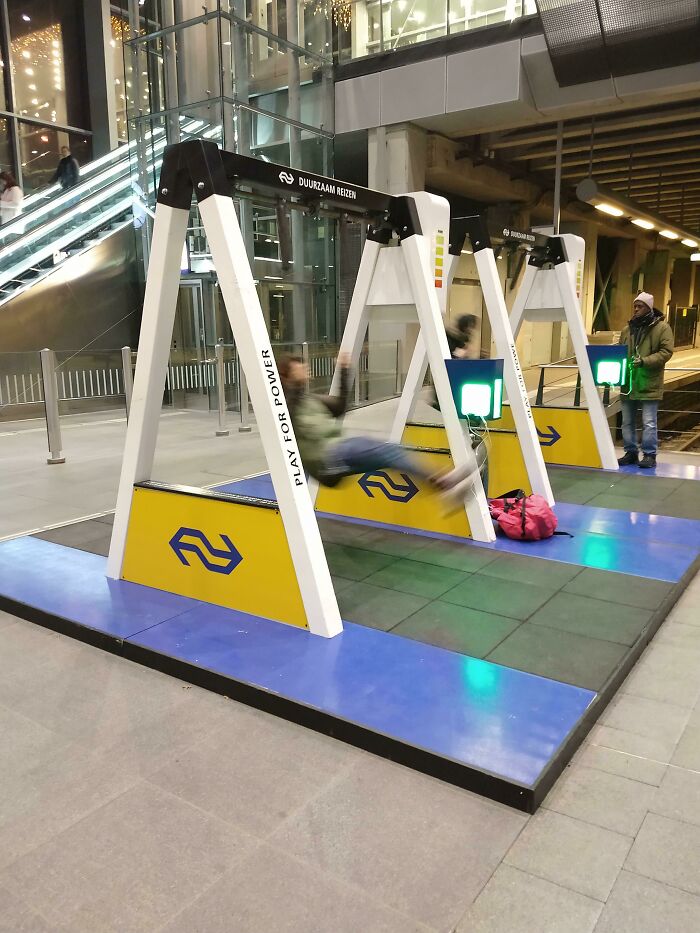 Charge Your Phone by Swinging in This Train Station