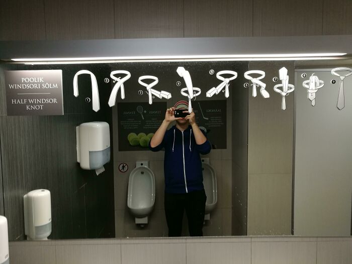 Bathroom Tie Tying Tutorial? Only at Tallinn Airport!